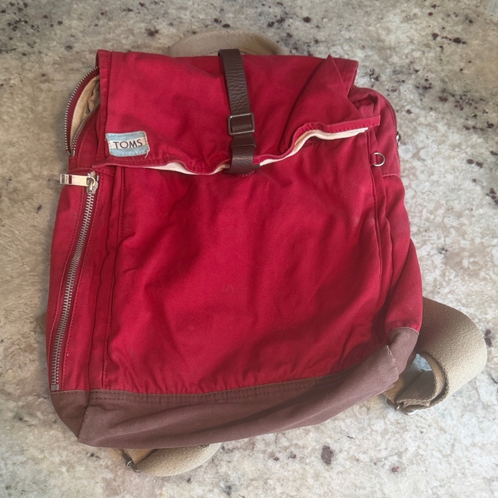 TOMS Red Canvas Backpack trekker